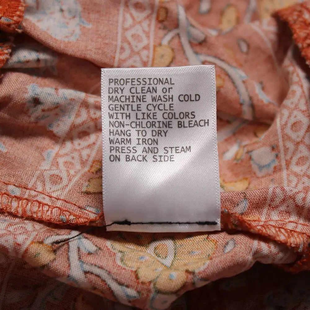 Nicole Miller Mini Skirt Orange Yellow Floral Ruffle Boho Cottagecore Chic Sze S